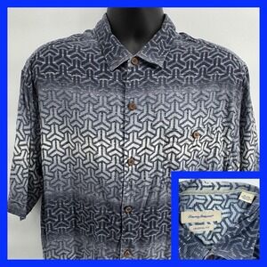 TOMMY BAHAMA CORAL TIDE SILK CAMP SHIRT MEN'S XL GRECIAN BLUE‎